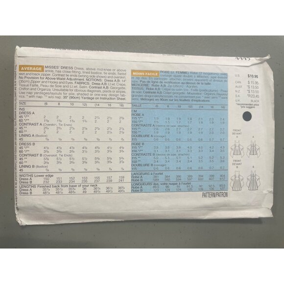 90s Butterick 4445 Sewing Pattern Sizes 14-16-18 Dresses Evening Formal UNCUT - Picture 3 of 6